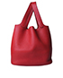 Picotin MM Clemence Leather in Rouge Vif, front view